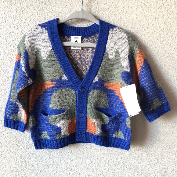 3/$15 Stem Abstract Camo Print Cardigan in Blue 3 Months - Picture 2 of 7